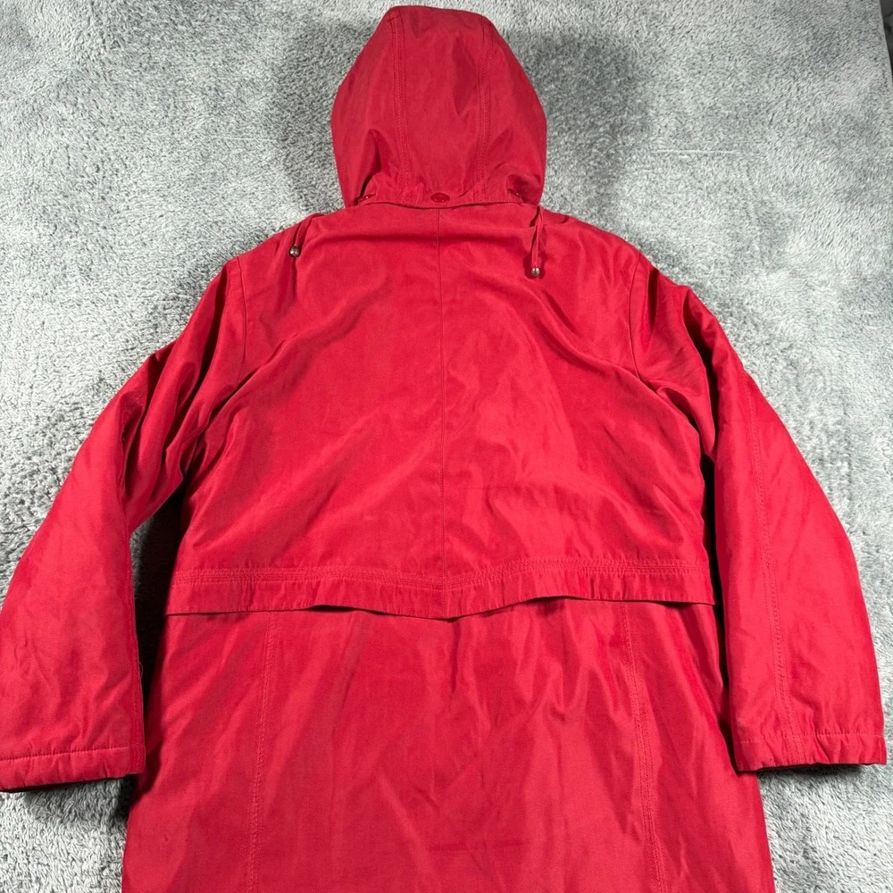 VTG Mackintosh New England Parka Jacket‎ Womens Medium Red Hooded Quilted Lining